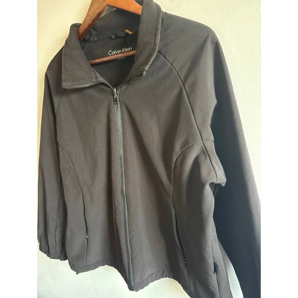 Calvin Klein Performance Womens Black Softshell Fleece Lined Full Zip Jacket XL